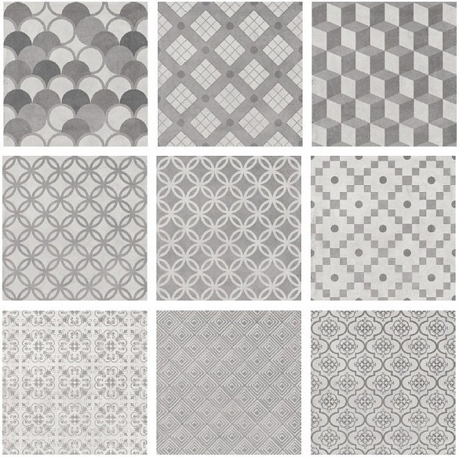 Керамогранит Kerama Marazzi Карнаби-стрит орнамент серый SG1576N, цвет серый, поверхность матовая, квадрат, 200x200