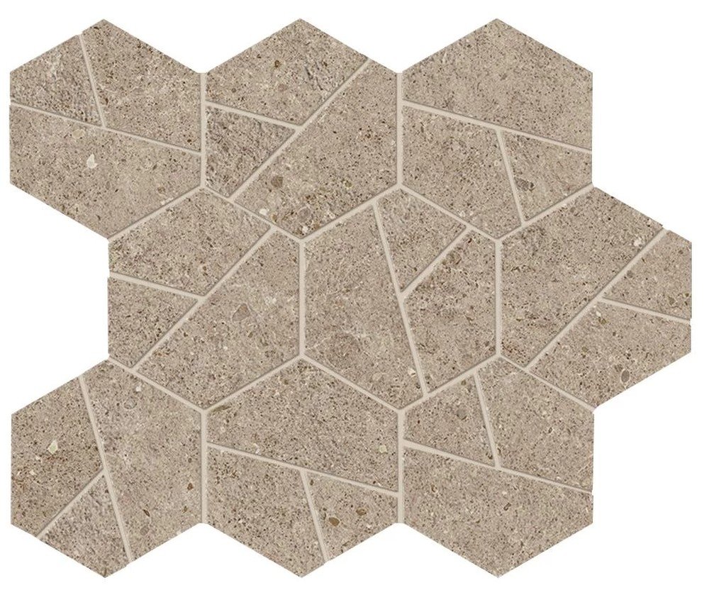 Мозаика Atlas Concorde Italy Boost Stone Clay Mosaico Hex A7CW, цвет коричневый, поверхность матовая, шестиугольник, 250x285