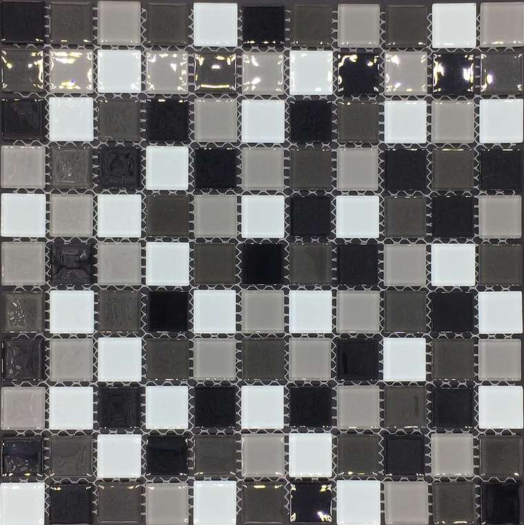 Мозаика Pixel Mosaic PIX016 Стекло (25x25 мм), цвет чёрно-белый, поверхность глянцевая, квадрат, 300x300