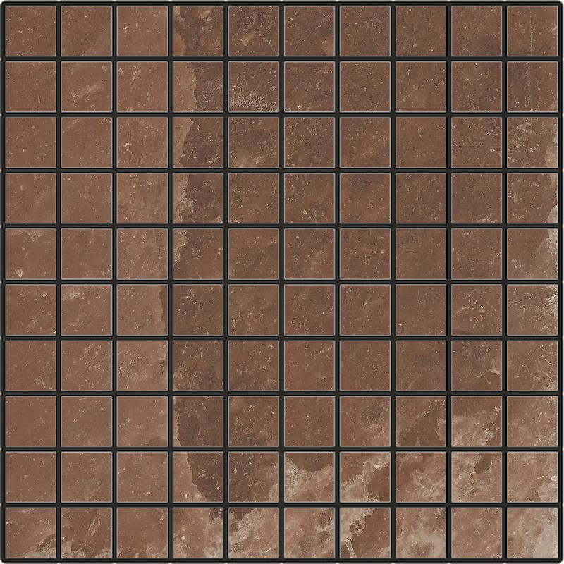 Мозаика Cerim Rock Salt Mosaico Hawaiian Red Nat 766737, цвет коричневый, поверхность натуральная, квадрат, 300x300