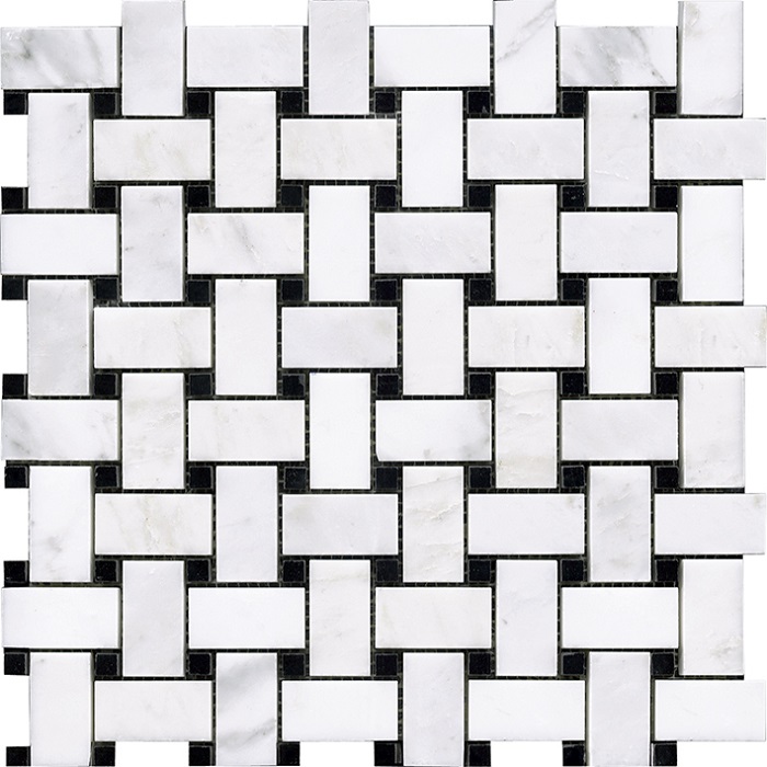 Мозаика L'Antic Colonial Victorian Trenzado Marmara Negro L114587001, цвет чёрно-белый, поверхность матовая, квадрат, 300x300