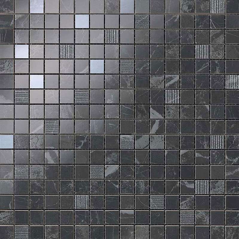 Мозаика Atlas Concorde Italy Marvel Noir St.Laurent Mosaic 9MVN, цвет чёрный, поверхность глянцевая, квадрат, 305x305