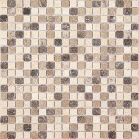 Мозаика Caramelle Mosaic Pietrine Pietra Mix 1 Pol 15x15 4mm, цвет бежевый, поверхность полированная, квадрат, 305x305