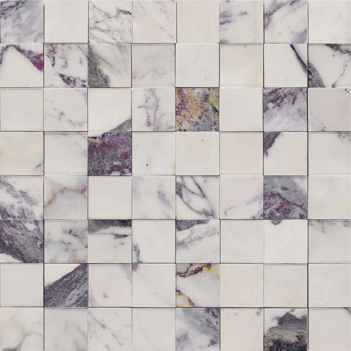 Мозаика Marazzi Italy Allmarble Mosaico Capraia Lux M491, цвет белый сиреневый, поверхность полированная, квадрат, 300x300