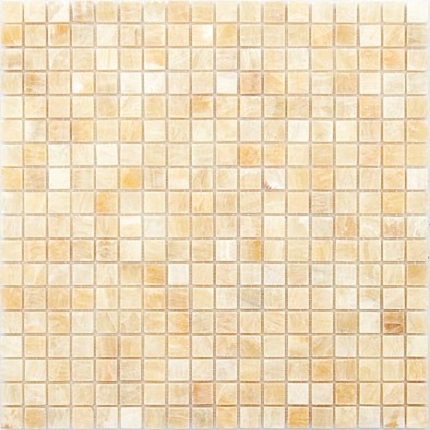 Мозаика Caramelle Mosaic Pietrine Onice Beige Pol 15X15 8mm, цвет жёлтый, поверхность полированная, квадрат, 305x305