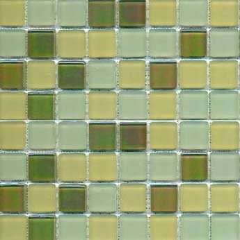 Мозаика Bars Crystal Mosaic Rainbow YHT 490 (15x15 mm), цвет зелёный, поверхность глянцевая, квадрат, 300x300