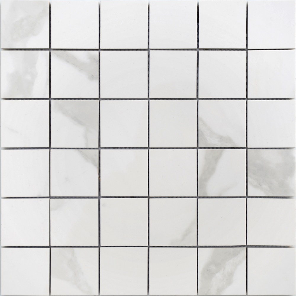 Мозаика Caramelle Mosaic Marble Porcelain Calacatta Pol 48x48, цвет белый, поверхность полированная, квадрат, 298x298