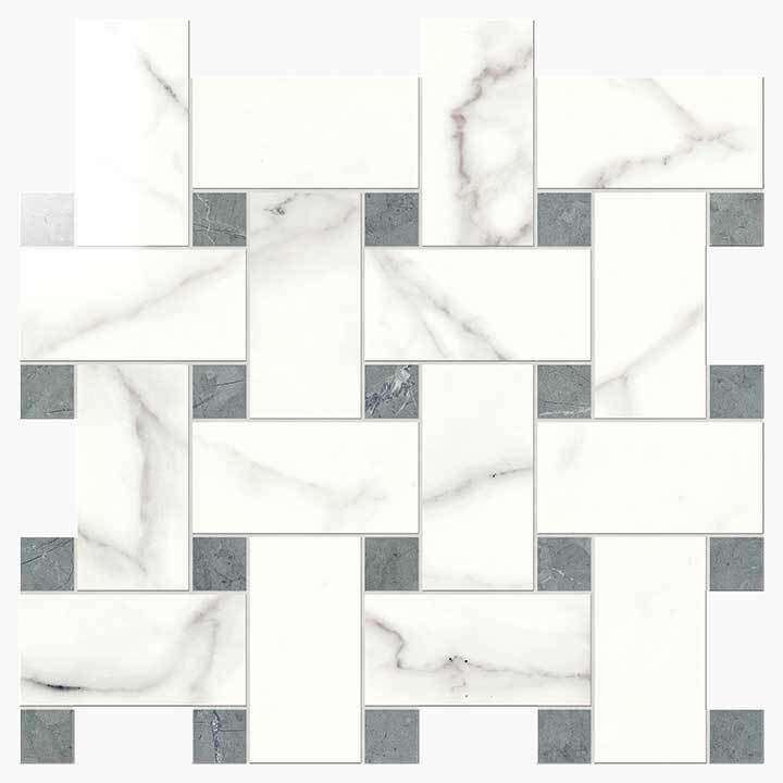 Мозаика Novabell Intreccio Statuario Lapp. IMP 007L, цвет белый, поверхность лаппатированная, квадрат, 300x300