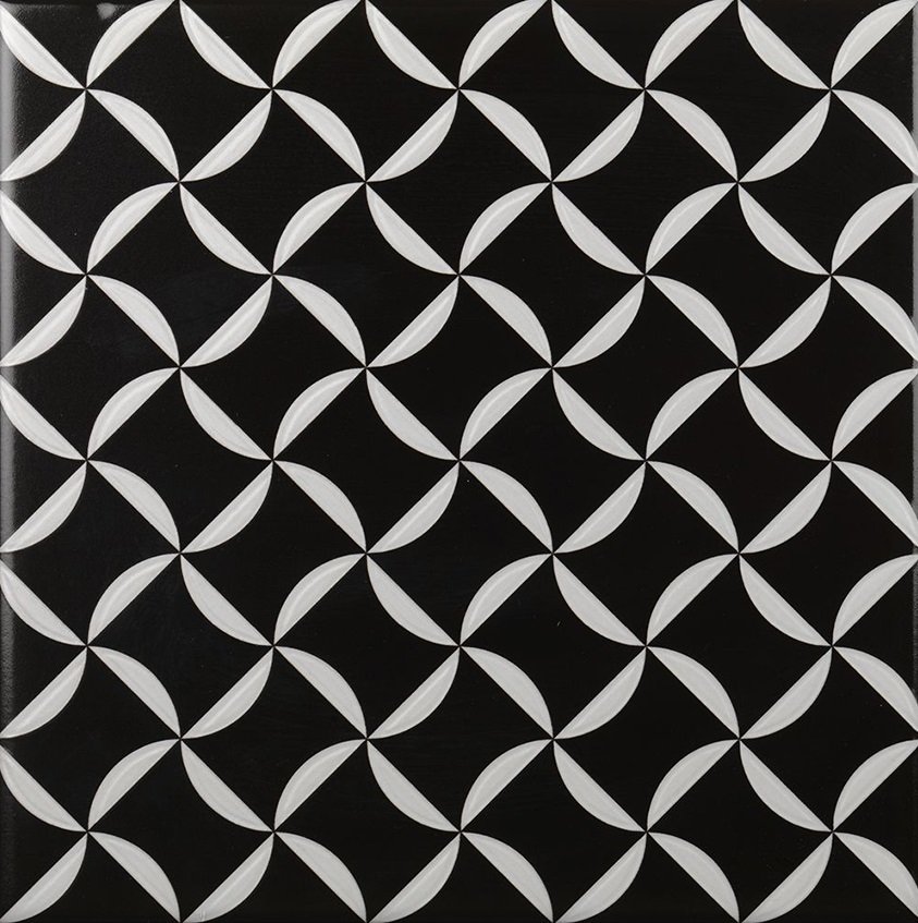 Декоративные элементы CAS Decor Black&White Mix, цвет чёрно-белый, поверхность глянцевая, квадрат, 200x200