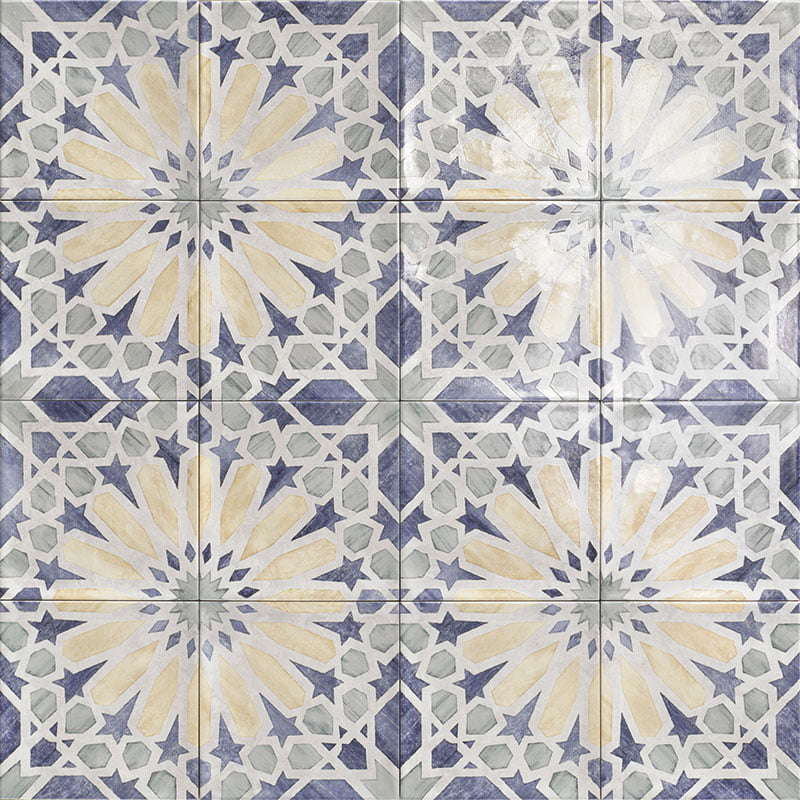 Декоративные элементы Mainzu Nazari Mudejar, цвет бежевый синий, поверхность глянцевая, квадрат, 150x150