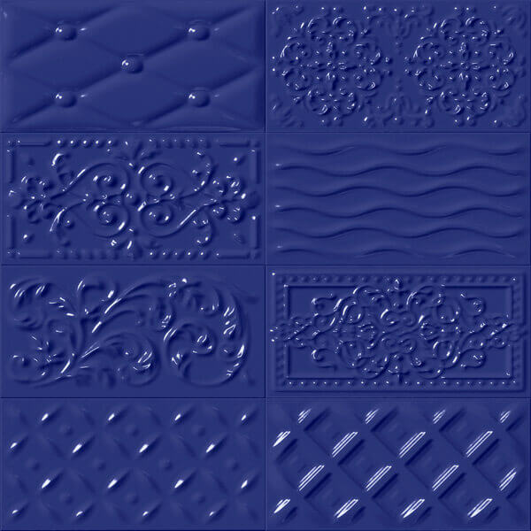 Декоративные элементы Vives Rivoli Raspail Marino, цвет синий, поверхность глянцевая, кабанчик, 100x200