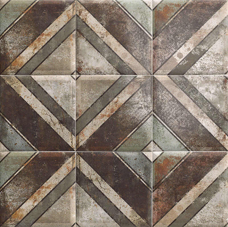 Керамическая плитка Mainzu Tin-Tile Diagonal, цвет разноцветный, поверхность глянцевая, квадрат, 200x200