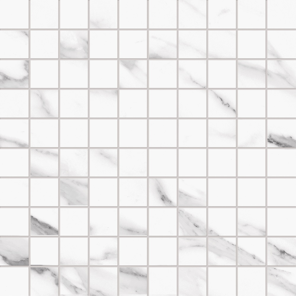 Мозаика Emilceramica (Acif) Tele Di Marmo Mosaico 3X3 Statuario Michelangelo Lapp EDQ6, цвет белый серый, поверхность лаппатированная, квадрат, 300x300