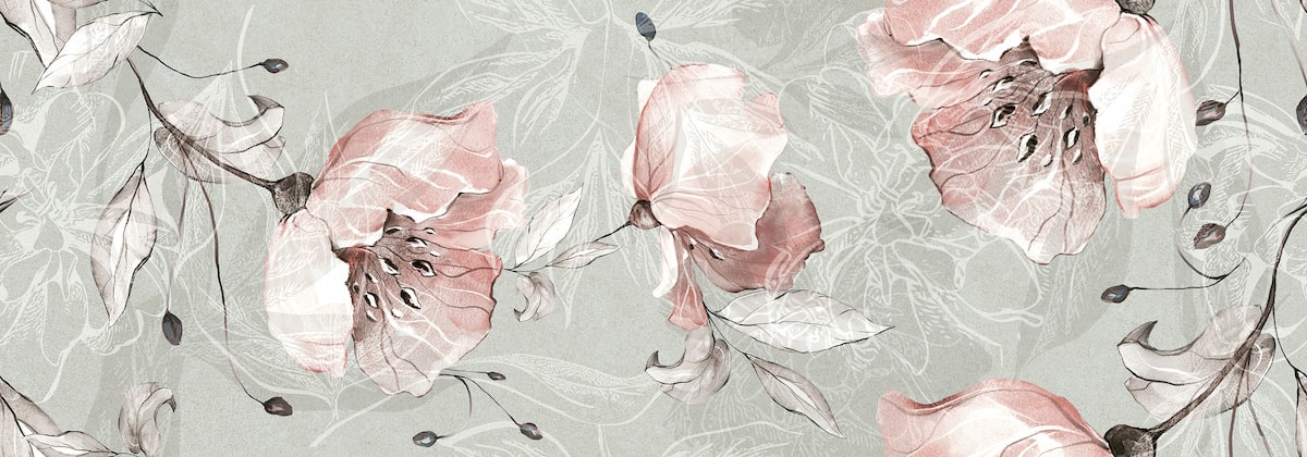Декоративные элементы Love Tiles Sense Floral Ret, цвет серый розовый, поверхность матовая рельефная, прямоугольник, 350x1000