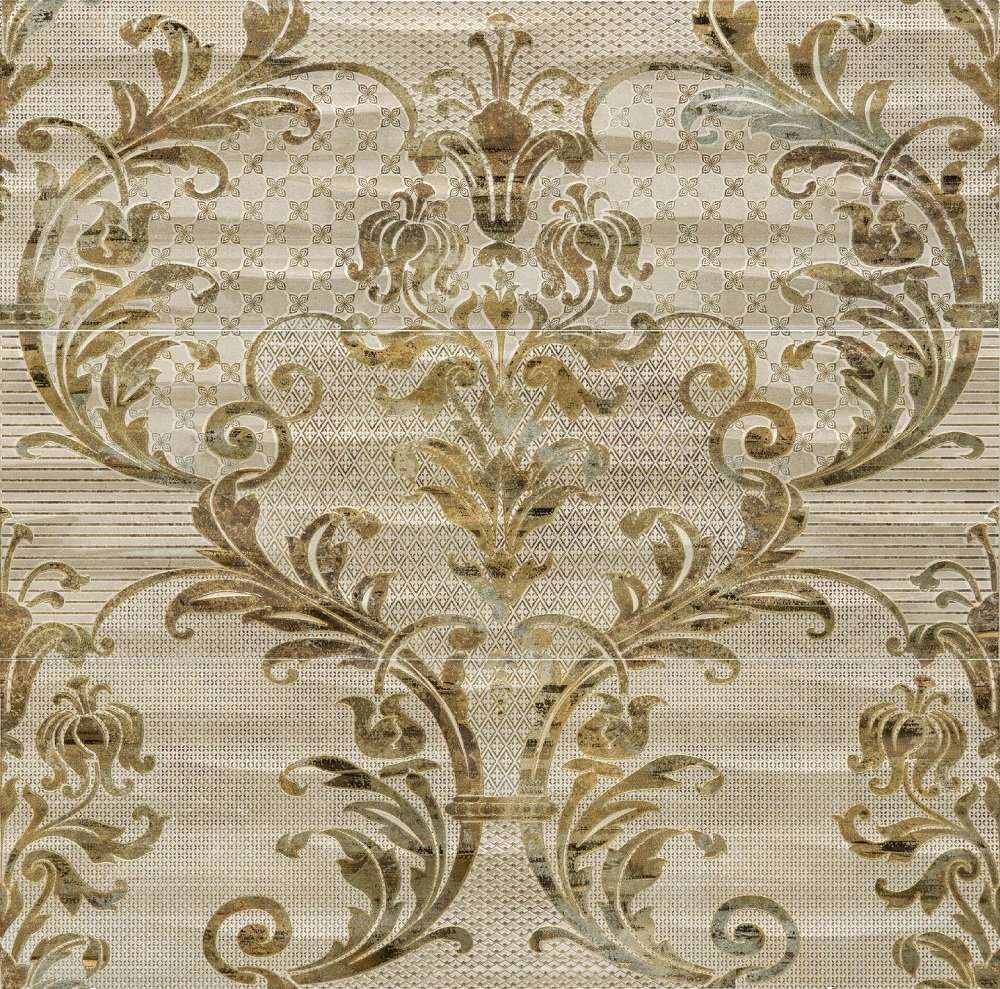 Панно Atlantic Tiles Mistral Decor Montecarlo Luxury Gold, цвет бежевый, поверхность глянцевая, квадрат, 900x900