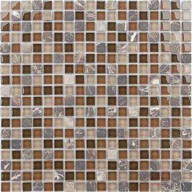 Мозаика Caramelle Mosaic Naturelle Andorra 4mm, цвет коричневый, поверхность глянцевая, квадрат, 305x305