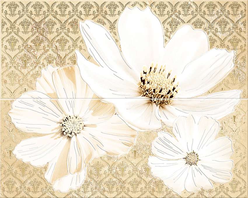 Панно Azori Sfumato Beige Floret, цвет бежевый, поверхность матовая, прямоугольник, 402x505