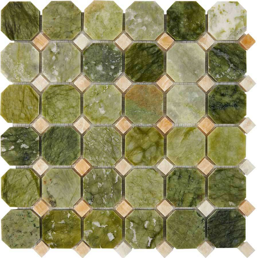 Мозаика Pixel Mosaic PIX211 Оникс (48x48мм), цвет зелёный, поверхность глянцевая, квадрат, 305x305