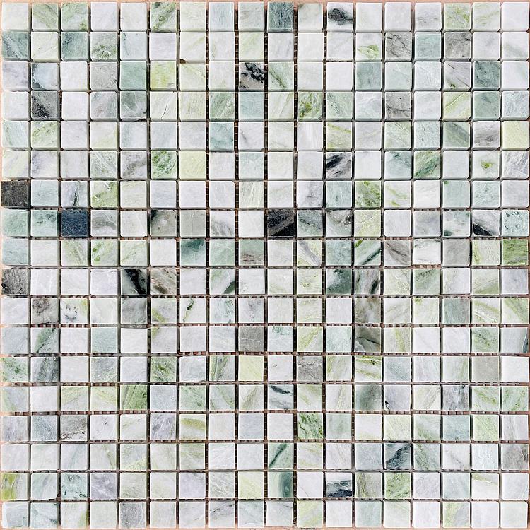Мозаика Caramelle Mosaic Pietrine Onice Verde Oliva Pol 15X15 7mm, цвет зелёный, поверхность полированная, квадрат, 305x305