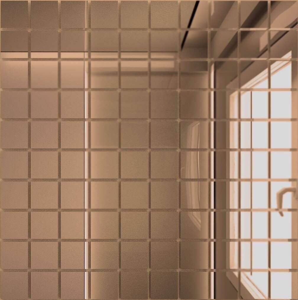 Мозаика ДСТ Мозаика зеркальная Бронза Б25 25 х 25, цвет коричневый, поверхность глянцевая, квадрат, 300x300