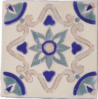 Декоративные элементы Cevica Dec. Valanciano 2 Antic C-83, цвет голубой, поверхность глянцевая, квадрат, 130x130