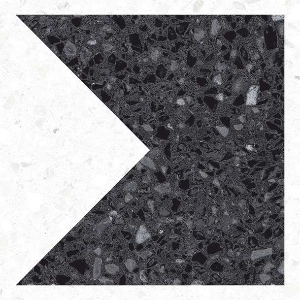 Декоративные элементы Vives Niza Orcia-R Carbon, цвет чёрно-белый, поверхность матовая, квадрат, 200x200