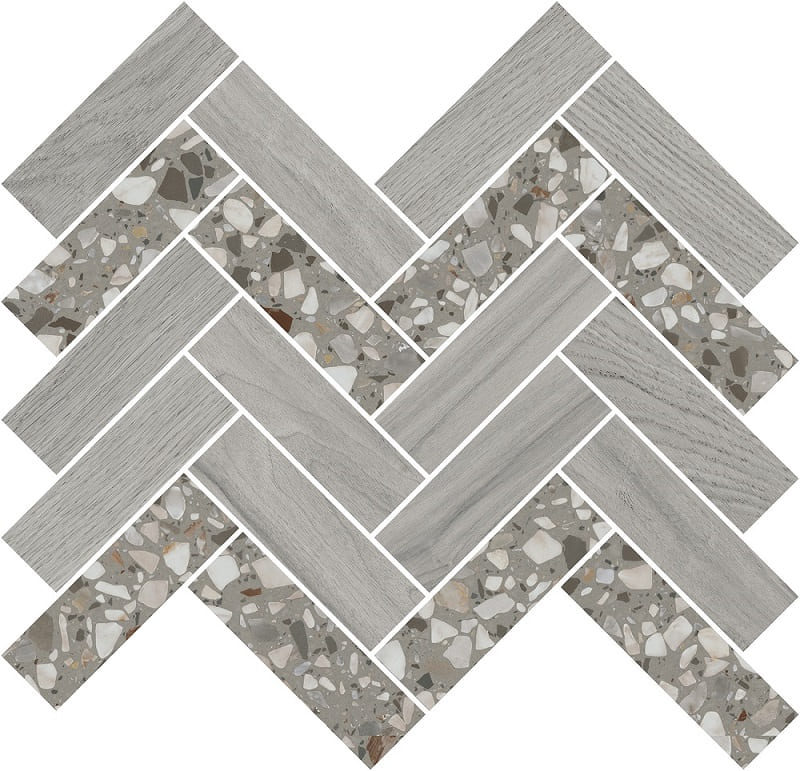 Декоративные элементы Kerama Marazzi Монтиони Декор Мозаичный Серый T042\SG5267, цвет серый, поверхность матовая, прямоугольник, 340x355
