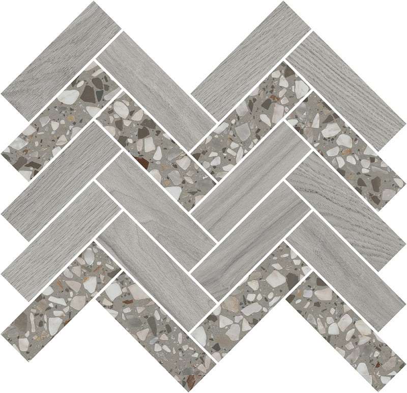 Декоративные элементы Kerama Marazzi Монтиони Декор Мозаичный Серый T042\SG5267, цвет серый, поверхность матовая, прямоугольник, 340x355