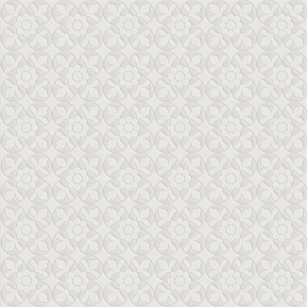 Керамогранит Tagina Fleur Blanc 7VF08FL, цвет белый, поверхность глянцевая, квадрат, 600x600
