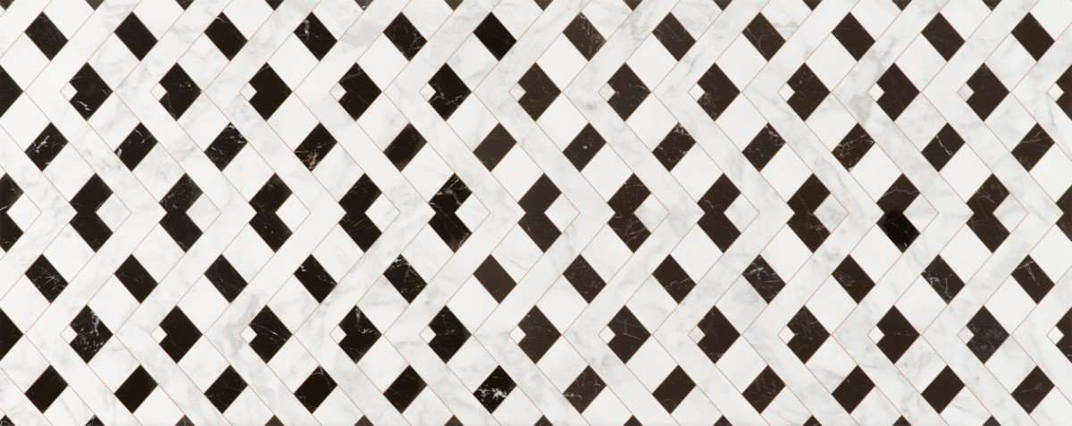 Керамическая плитка Porcelanosa Trenza Marmi, цвет чёрно-белый, поверхность глянцевая, прямоугольник, 600x1500