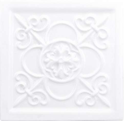 Декоративные элементы Adex ADST4028 Relieve Vizcaya Snow Cap, цвет белый, поверхность глянцевая, квадрат, 148x148