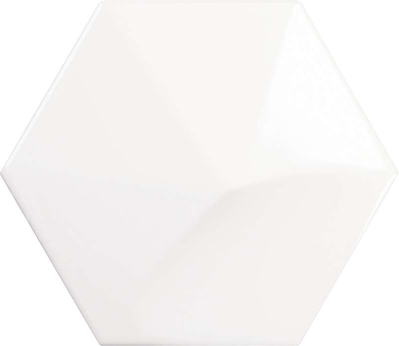 Керамическая плитка Equipe Magical 3 Oberland White 24439, цвет белый, поверхность глянцевая 3d (объёмная), шестиугольник, 107x124