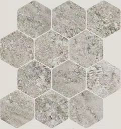 Мозаика Floor Gres Plimatech Plimagray/02 6mm Hive 776711, цвет серый, поверхность матовая, шестиугольник, 300x340
