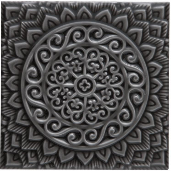Декоративные элементы Adex ADST4079 Relieve Mandala Universe Volcanico, цвет чёрный, поверхность глянцевая, квадрат, 148x148