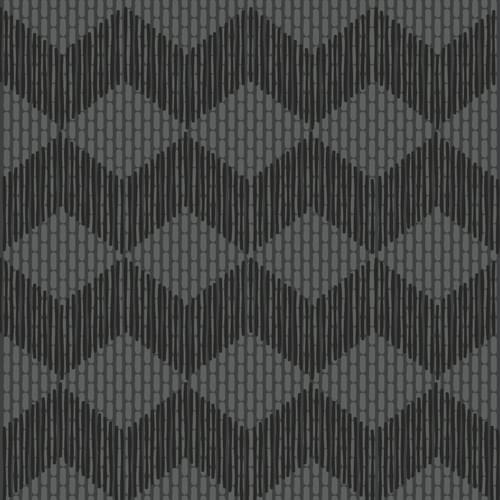 Керамогранит Mutina Tape Zigzag Black Reta48, цвет чёрный, поверхность матовая рельефная, квадрат, 205x205