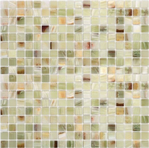 Мозаика Caramelle Mosaic Pietrine Onice Jade Verde Pol 15X15 7mm, цвет серый, поверхность полированная, квадрат, 305x305