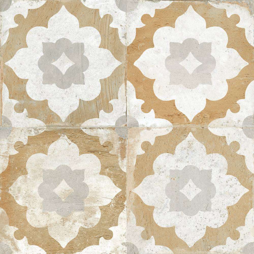 Керамическая плитка Peronda FS Clay Blossom 30065, цвет белый серый коричневый, поверхность матовая, квадрат, 450x450