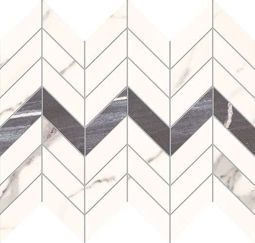 Мозаика Tubadzin MS-Bonella White, цвет чёрно-белый, поверхность матовая, прямоугольник, 298x246