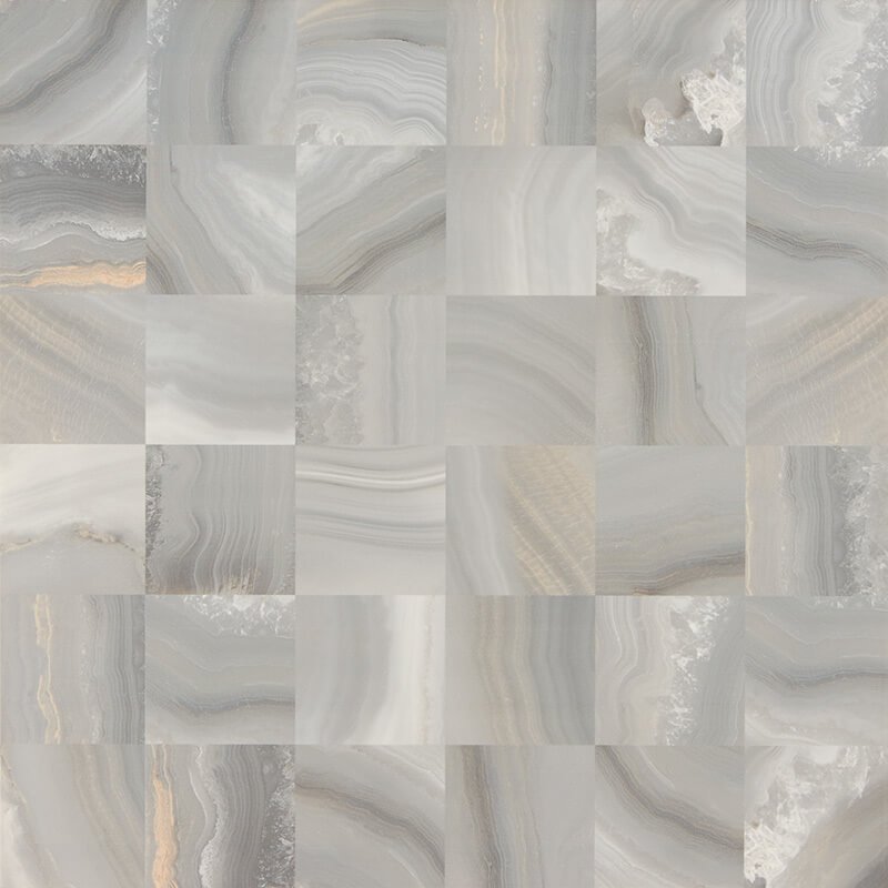 Мозаика Serra Agatha Grey Decor Grey, цвет серый, поверхность глянцевая, квадрат, 600x600