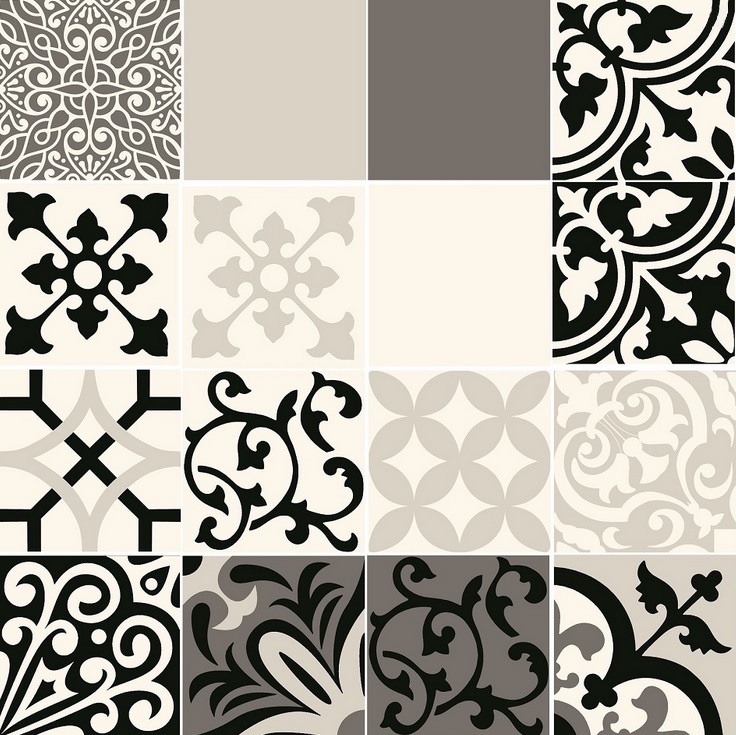 Декоративные элементы Tubadzin D-16-elementowy Beat of White Patch A, цвет чёрно-белый, поверхность сатинированная, квадрат, 598x598