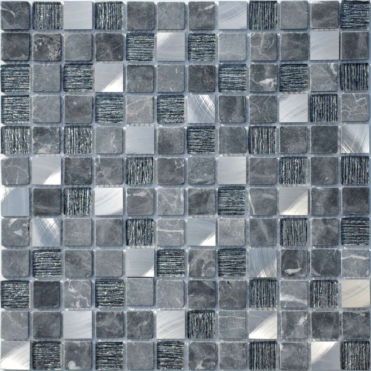 Мозаика Caramelle Mosaic Silk Way Black Velvet (Стекло), цвет серый, поверхность глянцевая, квадрат, 298x298