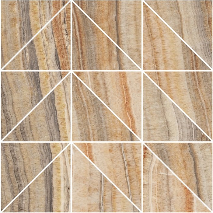 Мозаика Roberto Cavalli Lush Onice Velluto Mosaico Triangoli 509163, цвет коричневый, поверхность глянцевая, квадрат, 296x296