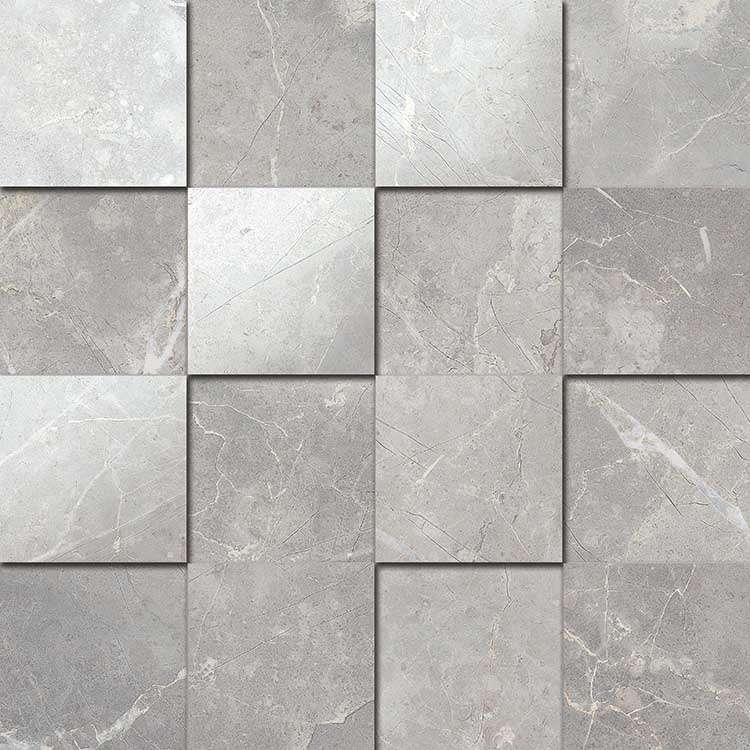 Мозаика Italon Charme Evo Imperiale Mosaico 3D 620110000054, цвет серый, поверхность патинированная 3d (объёмная), квадрат, 300x300