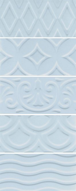 Декоративные элементы Kerama Marazzi Авеллино голубой структура mix 16015, цвет голубой, поверхность глянцевая, прямоугольник, 74x150