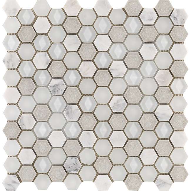 Мозаика L'Antic Colonial Aura Hexagon Whites L244006201, цвет белый, поверхность глянцевая, шестиугольник, 290x300