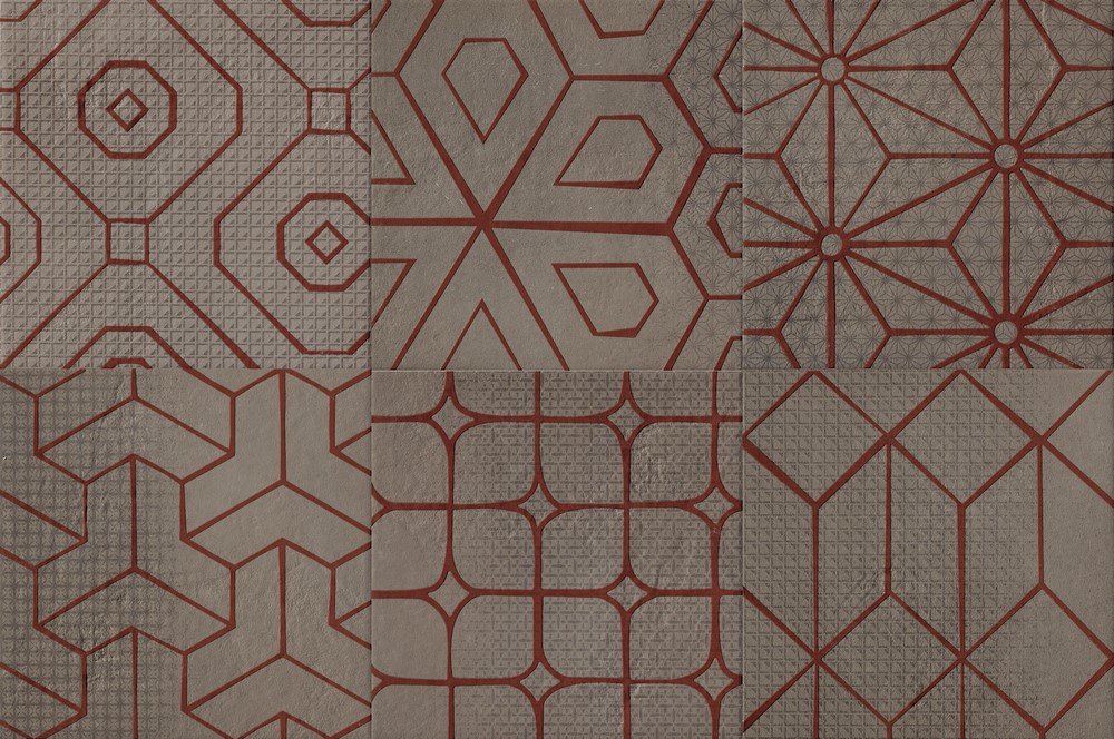 Декоративные элементы Cir Mat Dec Red Mix Smoke 6 1055574, цвет серый, поверхность матовая, квадрат, 200x200