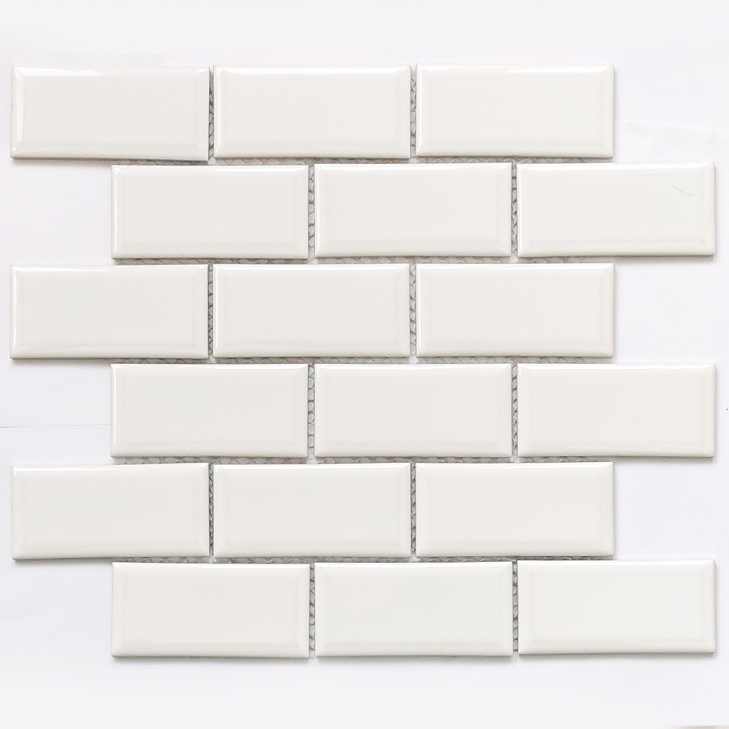 Мозаика Bonaparte Brick White, цвет белый серый, поверхность глянцевая, прямоугольник, 288x292