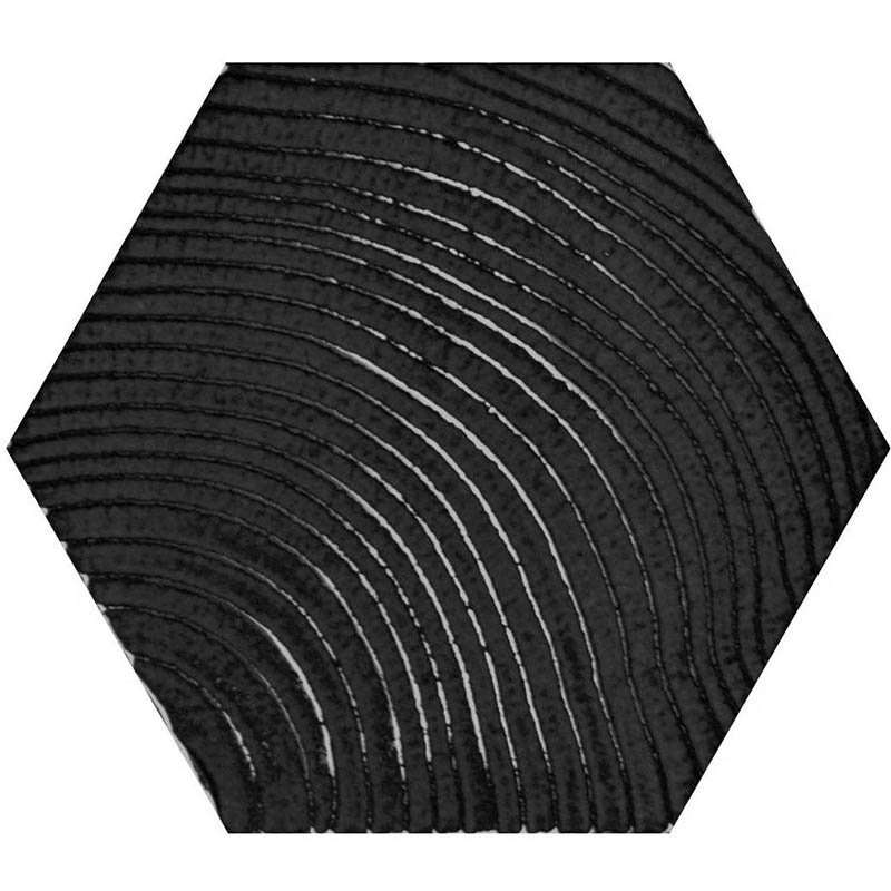 Декоративные элементы Settecento Matiere Hexa-Stile Arbre Black Lappato, цвет чёрный, поверхность лаппатированная, шестиугольник, 126x110