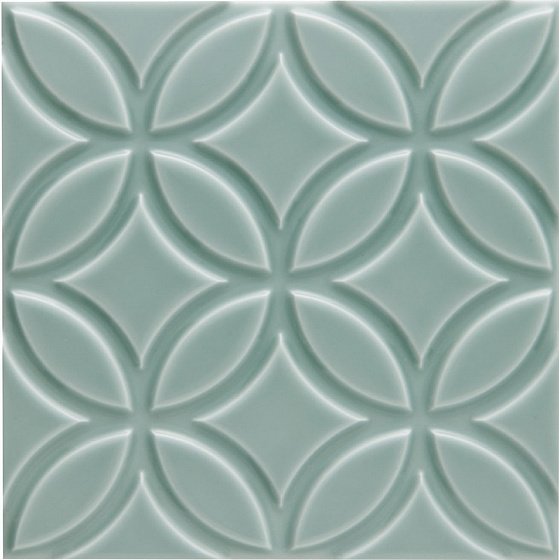 Декоративные элементы Adex ADNE4147 Liso Botanical Sea Green, цвет зелёный, поверхность глянцевая, квадрат, 150x150