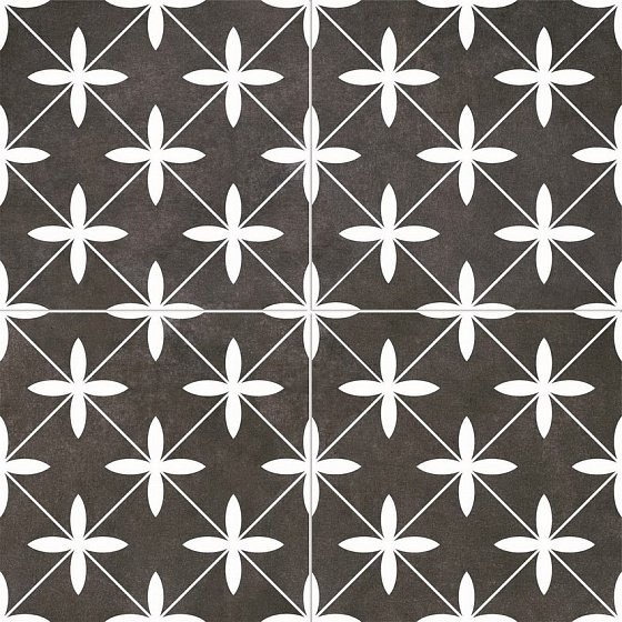 Керамическая плитка Dual Gres Chic Poole Black, цвет чёрно-белый, поверхность матовая, квадрат, 450x450